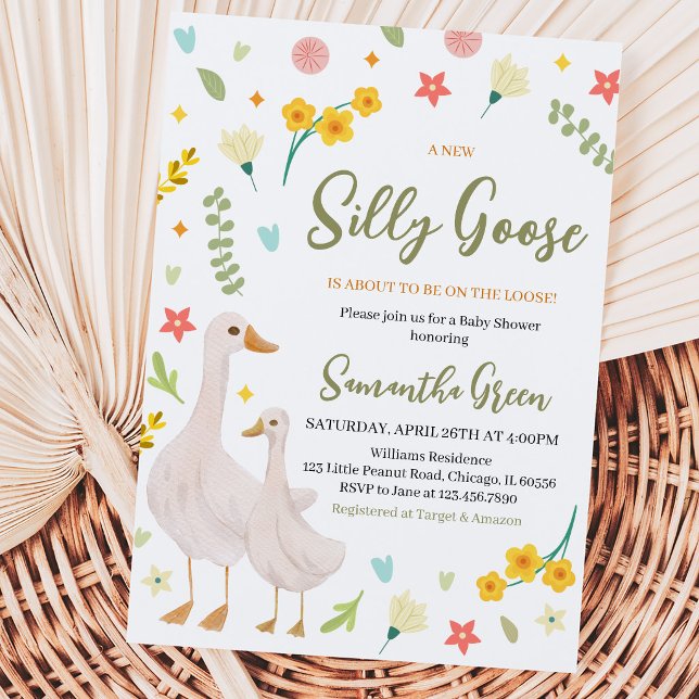 Convites Um Novo Chuveiro de Bebê Silly Goose (Criador carregado)
