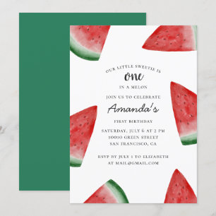 Convites Um num melão. Primeira festa de aniversário de m