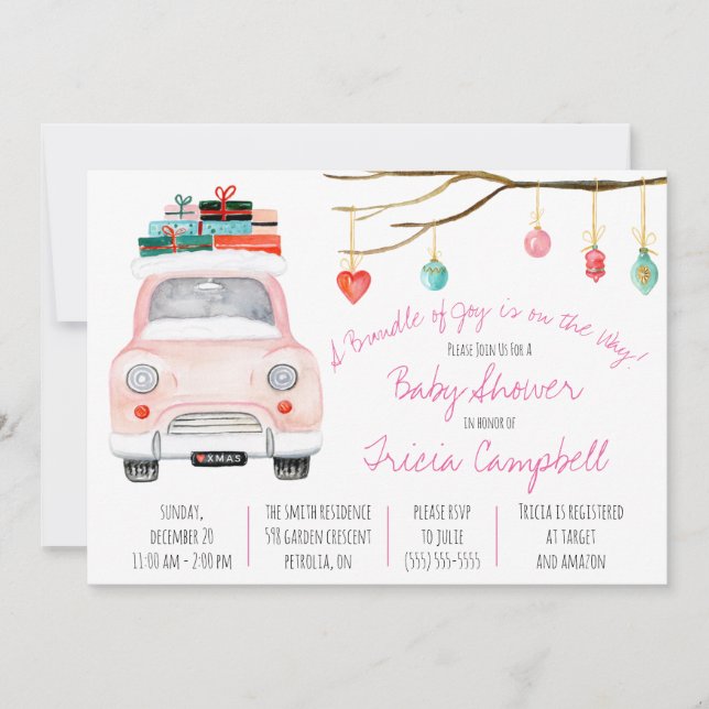 Convites Um pacote de alegria está a caminho! Chá de fralda (Frente)