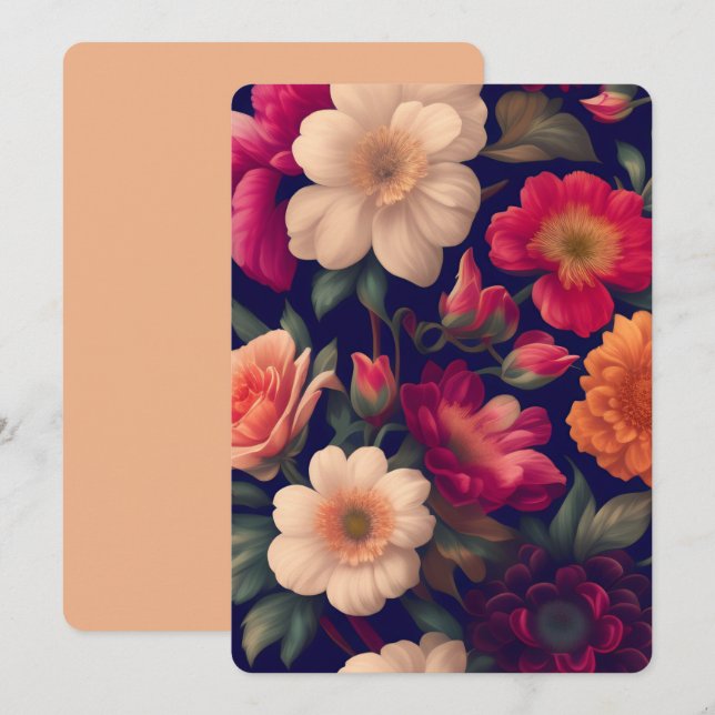 Convites Um papel de parede com um padrão floral  (Frente/Verso)