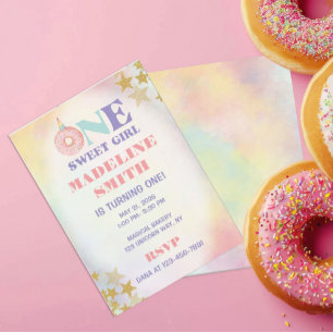 Convites Um Pastel de Unicórnio Doce Donuts de Aniversário