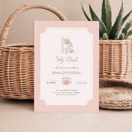 Convites Um Pato Bobo Laço Rosa 1º Aniversário Divertido