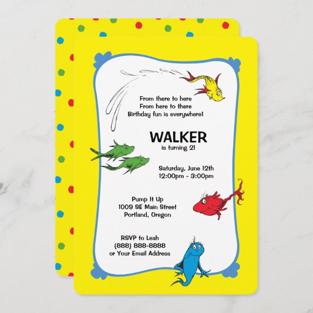 Convites Um Peixe Dois - Primeiro Aniversário (Frente/Verso)