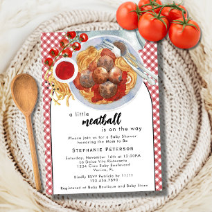 Convites Um Pequeno Almôndega Está a Caminho Chuvá de Bebê 