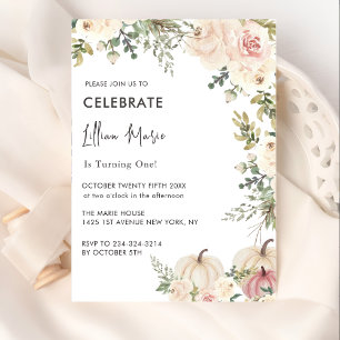 Convites Um Pequeno Aniversário Da Menina De Pumpkin