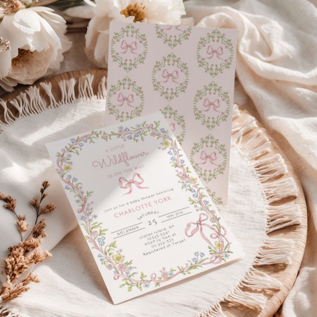 Convites Um pequeno arco de flor silvestre rosa Chuveiro de (Criador carregado)