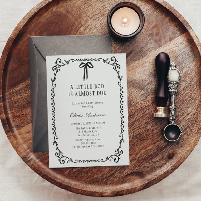 Convites Um pequeno Arco preto Chá de fraldas do Dia das Br (Criador carregado)