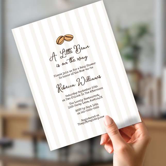 Convites Um pequeno Bean está no caminho do Chá de fraldas  (Criador carregado)