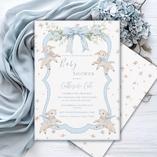 Convites Um Pequeno Blue Lambs Ovelhas Baby Shower