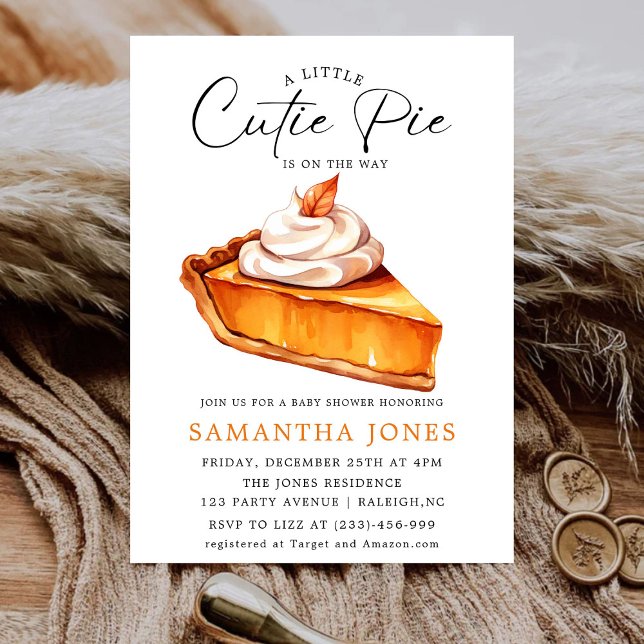 Convites Um Pequeno Bolo de Abóbora Cutie Pie Chá de Bebê d (Criador carregado)