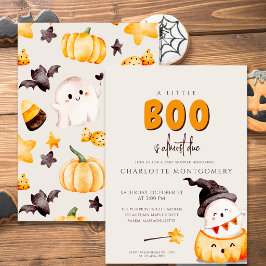 Convites Um Pequeno Boo Aquarela Chá de Bebê de Halloween