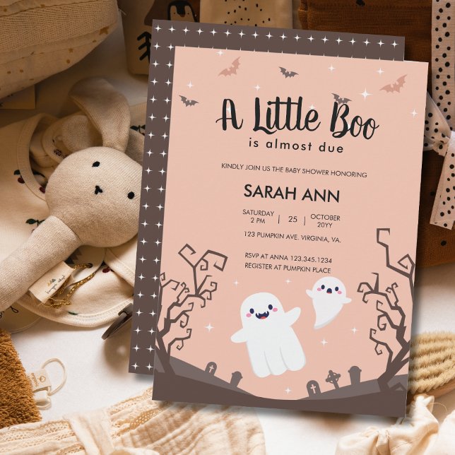 Convites Um Pequeno Boo É Quase Um Fantasma De Chá de frald (A Little Boo Is Almost Due Baby Shower Ghost Invitation)