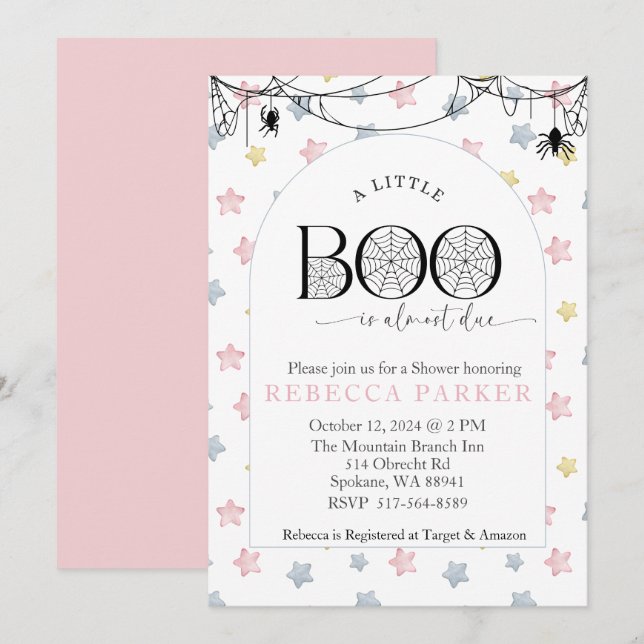 Convites Um Pequeno Boo está prestes a nascer Chá de fralda (Frente/Verso)