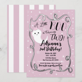 Convites Um Pequeno Boo Fazendo 2 Anos Fantasma Cor-de-Rosa