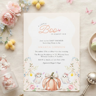 Convites Um Pequeno Boo Fofo Chuveiro de Bebê Rosa Outubro