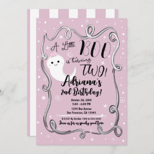 Convites Um Pequeno Boo Transformando 2 Dois Fantasmas Rosa