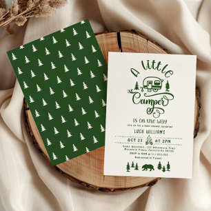 Convites Um pequeno campista está a caminho Floresta verde