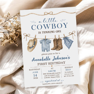 Convites Um Pequeno Chá de Bebê Cowboy Menino