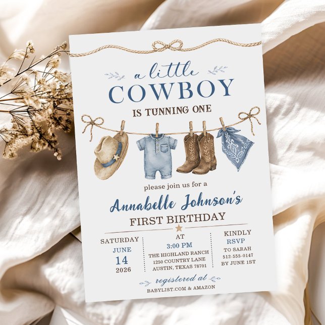 Convites Um Pequeno Chá de Bebê Cowboy Menino (Criador carregado)
