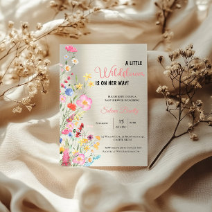 Convites Um Pequeno Chá de Bebê de Aquarela de Flor Silvest