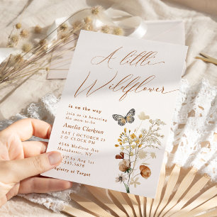 Convites Um Pequeno Chá de Bebê Elegante de Flor Silvestre