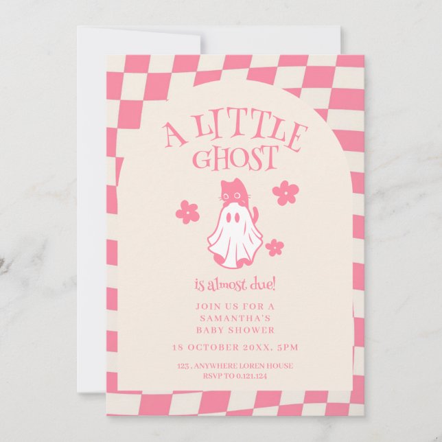 Convites Um pequeno chá de bebê retrô de Halloween com fant (Frente)