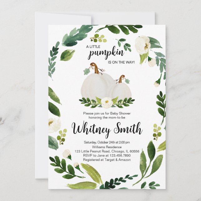 Convites Um Pequeno Chá de fraldas De Abóbora (Frente)