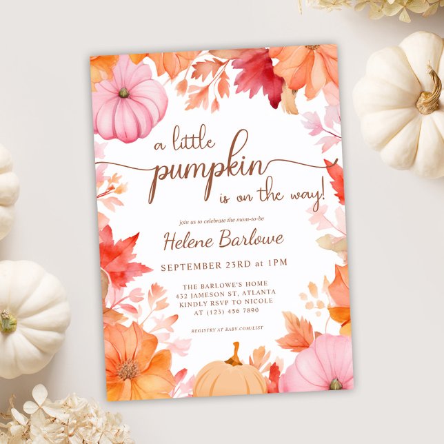 Convites Um Pequeno Chá de fraldas De Abóbora (A Little Pumpkin Fall Baby Shower Invitation)