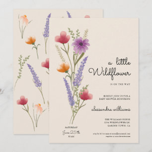 Convites Um Pequeno Chá de fraldas de Aquarela de Flor Selv