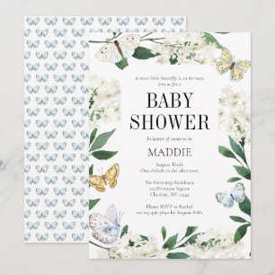 Convites Um Pequeno Chá de fraldas De Aquarela Floral De Bo