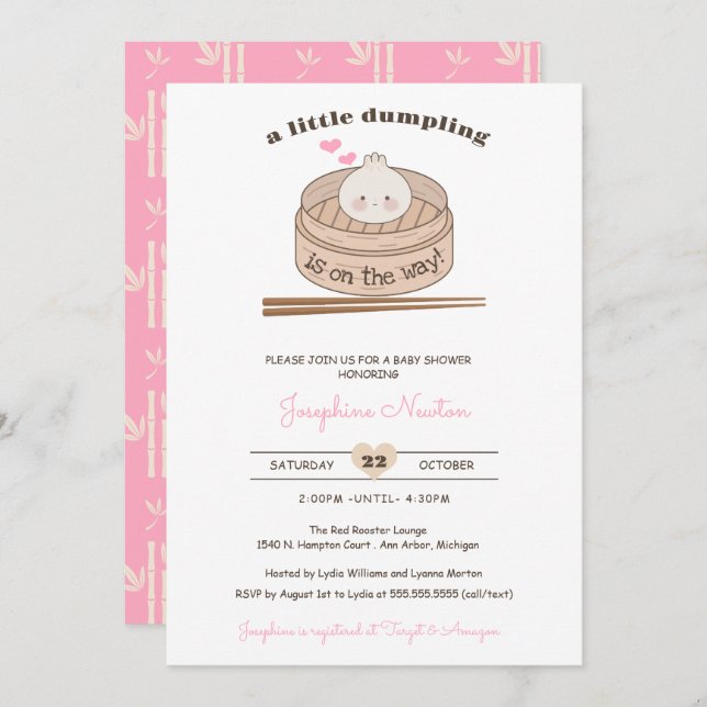 Convites Um Pequeno Chá de fraldas De Bebê Bao (Frente/Verso)