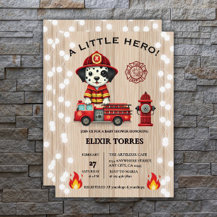 Convites Um Pequeno Chá de fraldas de Bombeiros Hero
