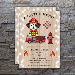 Convites Um Pequeno Chá de fraldas de Bombeiros Hero