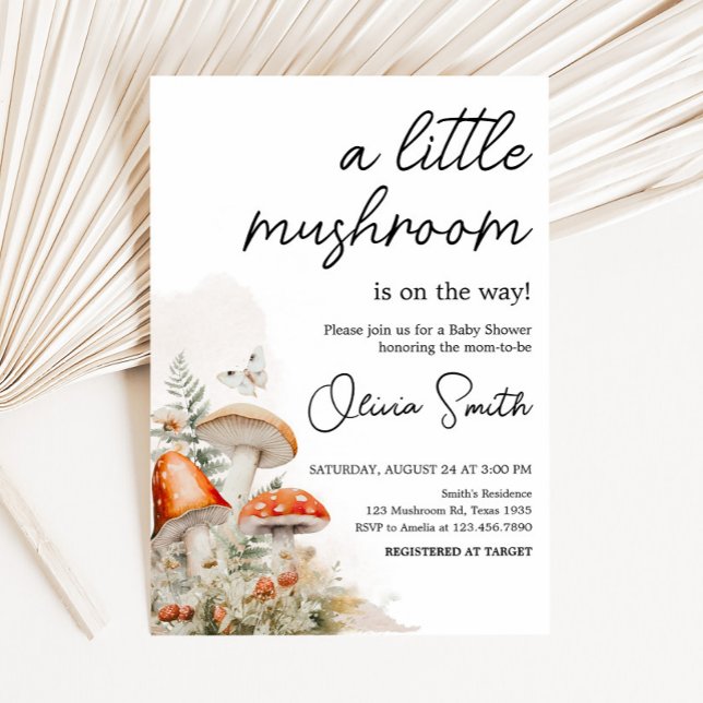 Convites Um Pequeno Chá de fraldas De Cogumelo Encantado (Little Mushroom Baby Shower Invitation)