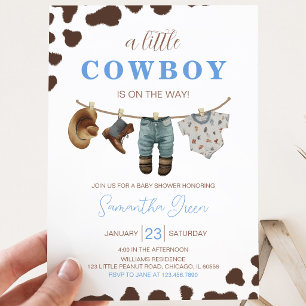 Convites Um pequeno Chá de fraldas de cowboy