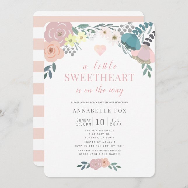 Convites Um Pequeno Chá de fraldas De Dia de os namorados F (Frente/Verso)