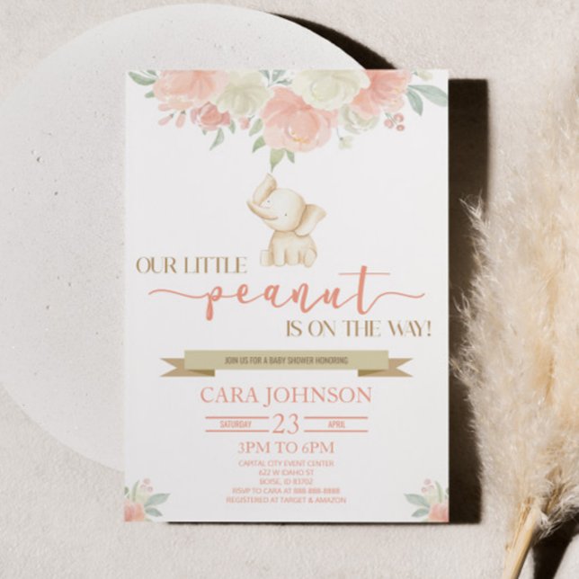 Convites Um pequeno Chá de fraldas de elefante bebê mãe (Criador carregado)