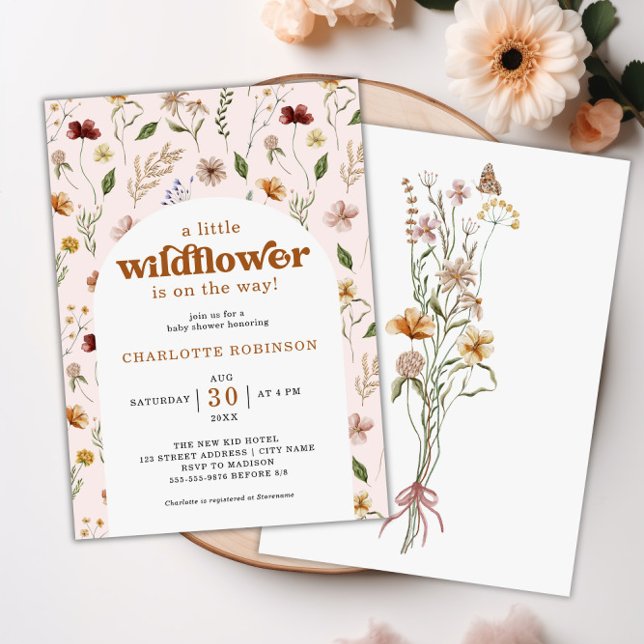 Convites Um pequeno Chá de fraldas de Flor de Flor (A Little Wildflower Floral Girl Baby Shower Invitation)