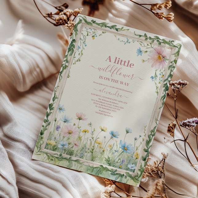 Convites Um pequeno Chá de fraldas de flor selvagem (Criador carregado)