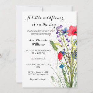 Convites Um pequeno Chá de fraldas de flor selvagem