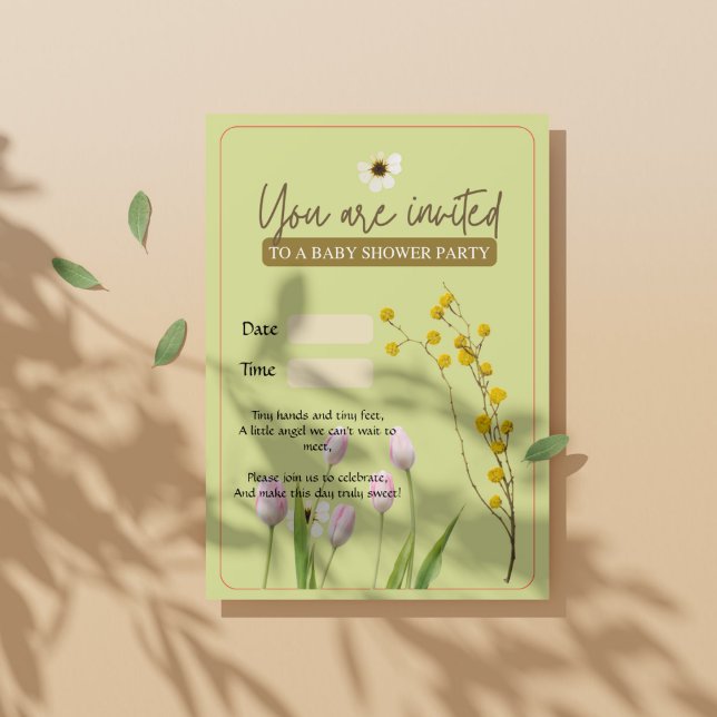 Convites Um pequeno Chá de fraldas de flor selvagem elegant (#invitation)