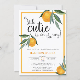 Convites Um Pequeno Chá de fraldas De Laranja De Clementin