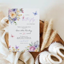 Convites Um Pequeno Chá de fraldas de Pastel de Borboleta