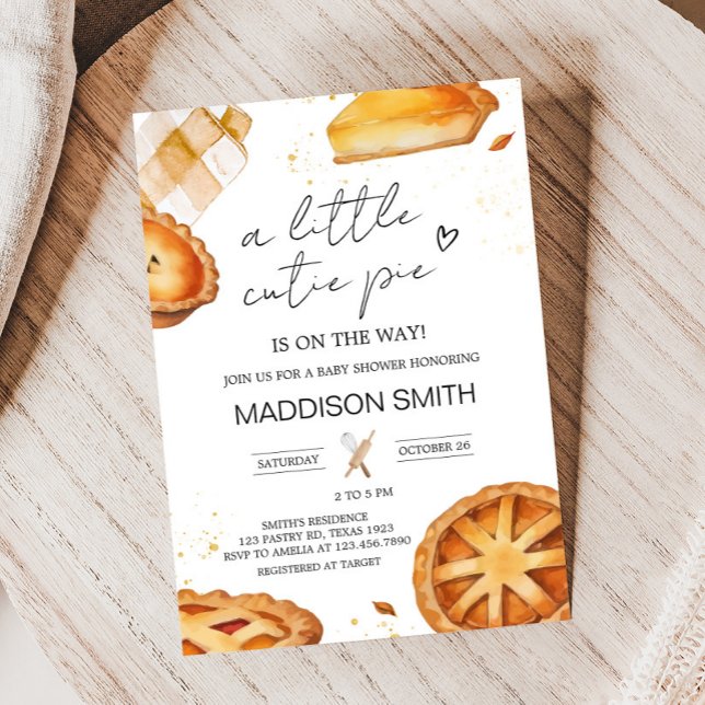 Convites Um Pequeno Chá de fraldas De Pizza (Minimalist Little Cutie Pie Baby Shower Invitation)
