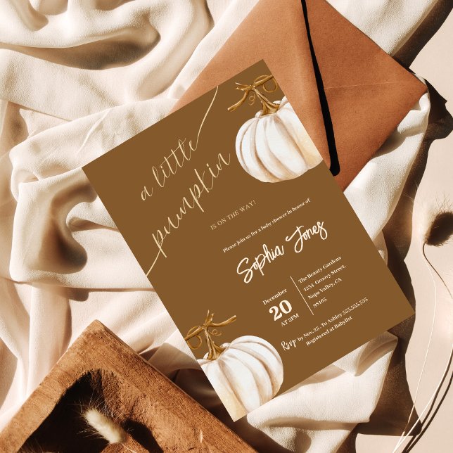 Convites Um pequeno chá de fraldas de Pumpkin Fall Boho (Criador carregado)