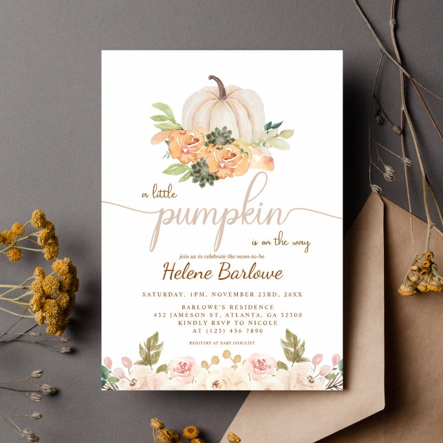 Convites Um Pequeno Chá de fraldas De Pumpkin Fall Boho (A Little Pumpkin Fall Boho Baby Shower Invitation)