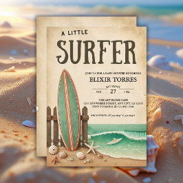 Convites Um pequeno Chá de fraldas de Surfer Vintage