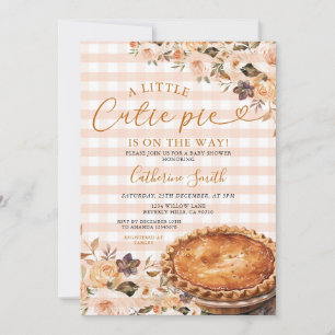 Convites Um pequeno Chá de fraldas de torta Gingham Fall Fl