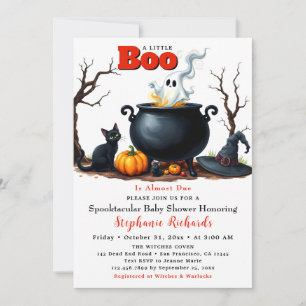 Convites Um pequeno Chá de fraldas do Boo Halloween Ghost C