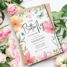 Convites Um Pequeno Chá de fraldas Floral De Brilho De Borb